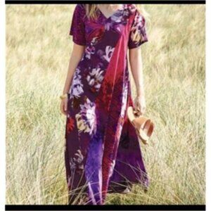 Soft Surroundings Rosario Floral Tropical Flowy Maxi Dress Large Petite